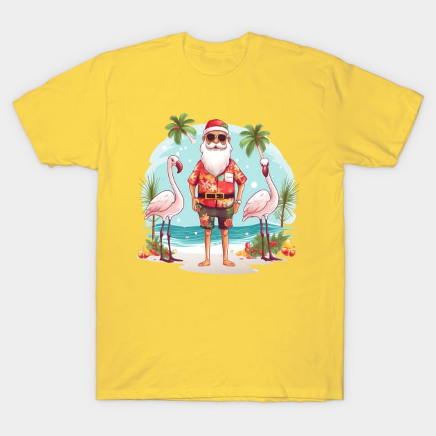 Santa Christmas in July beach Australia T-Shirt by Sara-Design2